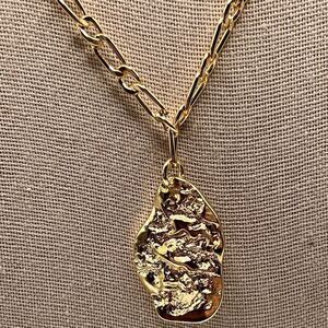 Aqua Gold Nugget Pendant Necklace